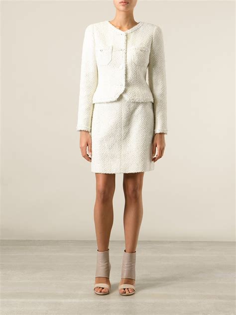 vintage white chanel suit|chanel tweed suit black.